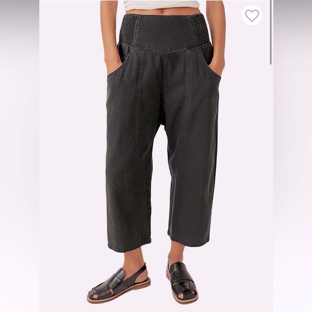 We the free black Lunan Crop harem barrel pants